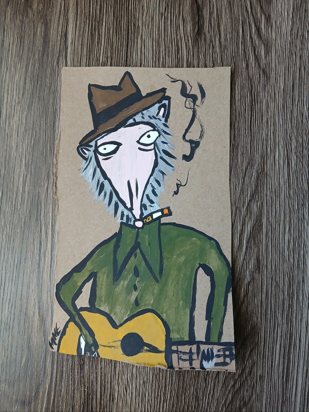 Possum Playing Guitar Painting